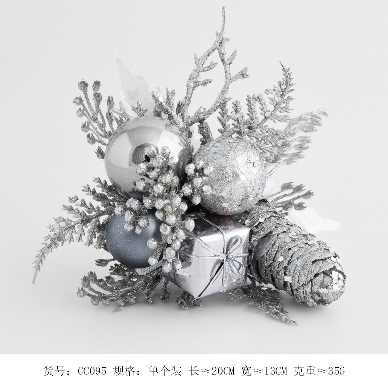 Nuevo arreglo de Navidad oro y plata rojo BOLA DE Navidad arreglo abeto Pino fruta arreglo simulación Navidad decoración arreglo flor