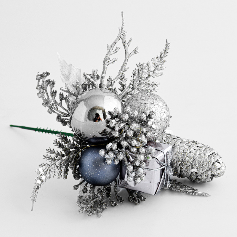 Nuevo arreglo de Navidad oro y plata rojo BOLA DE Navidad arreglo abeto Pino fruta arreglo simulación Navidad decoración arreglo flor