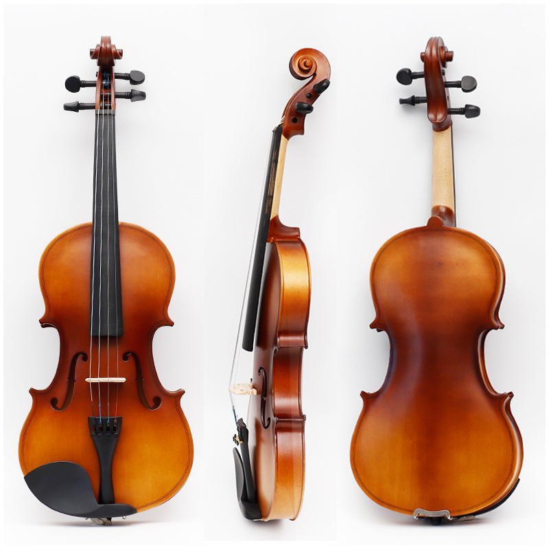 Fabricantes suministro de madera contrachapada violín hecho a mano patrón violín hecho a mano de madera maciza violín principiante juicio