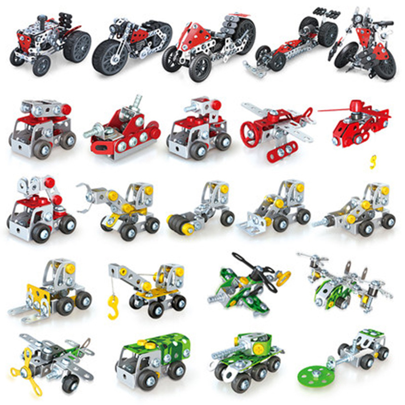 Niños tornillo de juguete montaje 3D metal desmontaje ingeniería vehículo tuerca motocicleta modelo rompecabezas acero Comandante