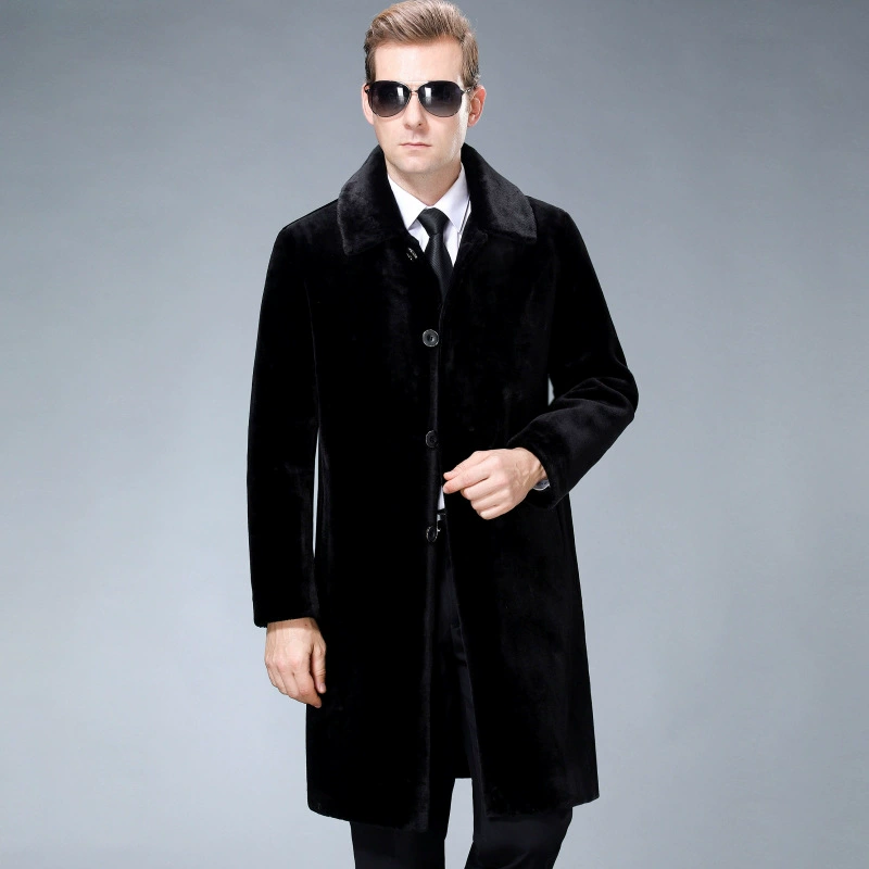 Осенняя и зимняя норковая куртка мужская норка длинная повседневная норковая шуба мужская черная норка толстая меховая ветровка мужская