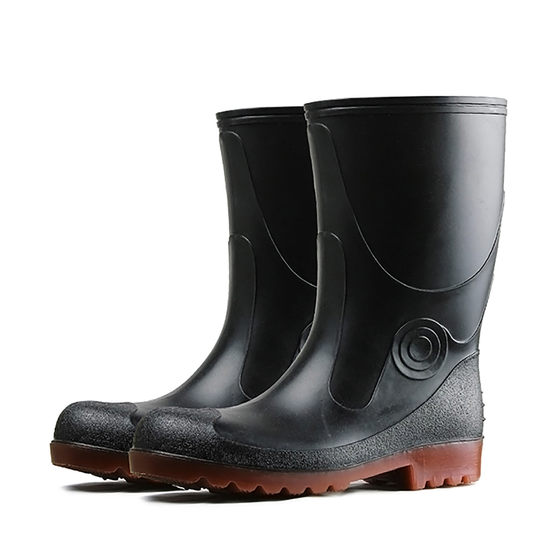 Golden Oak Medium Tube Water Shoes Steel Head Steel Bottom Labor Protection Rain Shoes Anti-Smashing Anti-Puncture Safety Anti-Slip Miner Boots for Construction Site