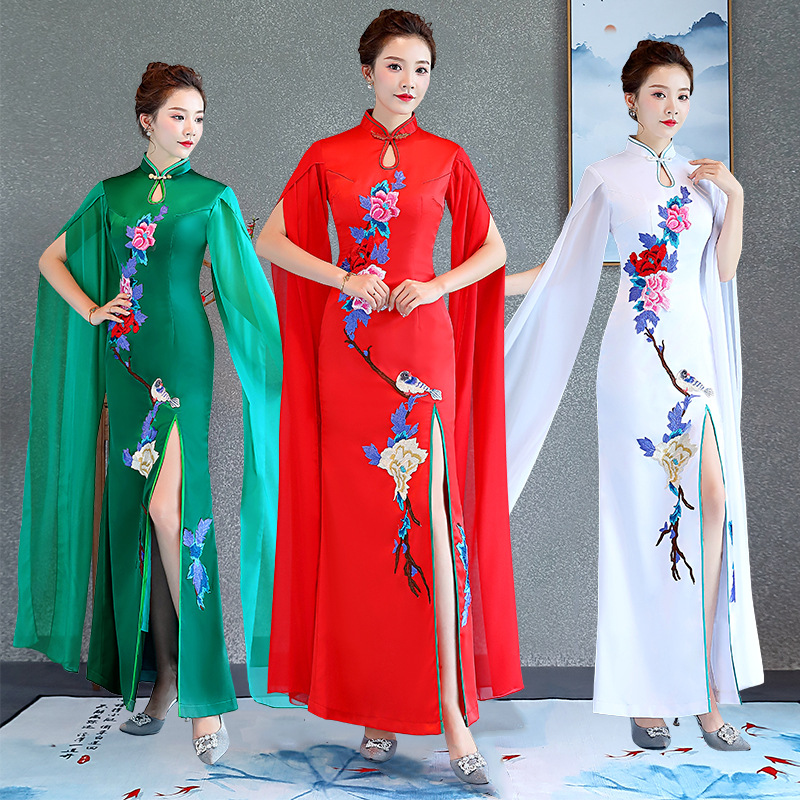 Summer long red cheongsam