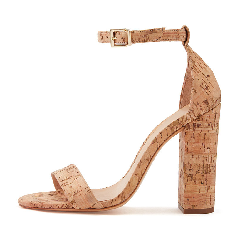 Foreign trade fashion large size Cork word with thick high heel activity ankle buckle sandals cross-border e-commerce source manufacturers