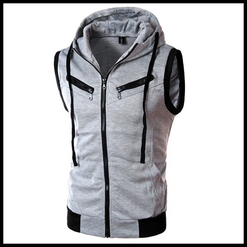 Wish Summer Men's Hooded Sleeveless Vest Solid Color Casual Slim Fit Vest WZ10A