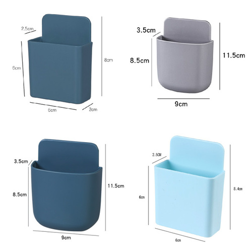 No punching wall suction wall hanging remote control storage box living room bedroom arc mobile phone storage rack remote control storage rack