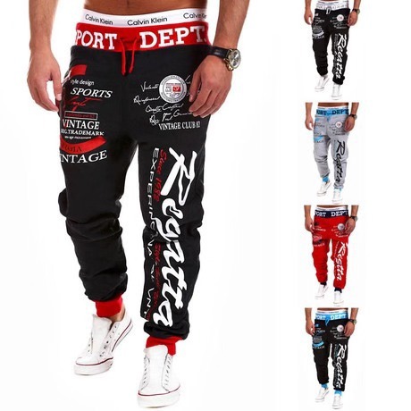 European Fitness Printed Autumn/Winter Men's Drawstring Fashion Letter Loose Sports Pants_senzul.com