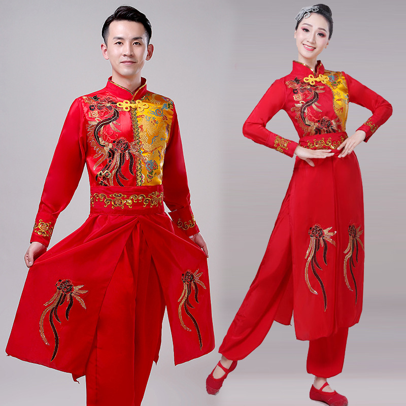 New Style Dragon Dance Costumes for Men and Women, Adult Performance Costumes, Drumming Costumes, Opening Dance Costumes, Chinese Style Gongs and Drums Performance Costumes