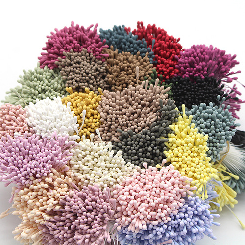 Cross-border hot sale 2mm stamens artificial flower material mixed color flower center round head bud flower handmade jewelry accessories