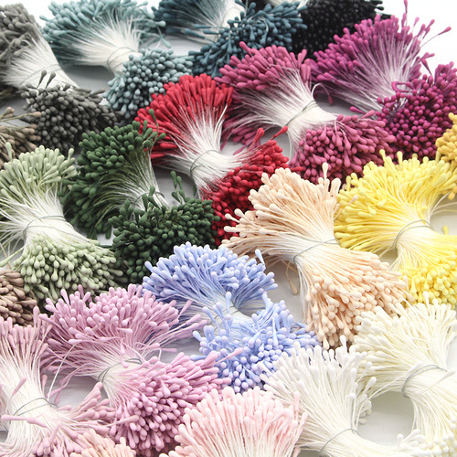 Cross-border hot sale 2mm stamens artificial flower material mixed color flower center round head bud flower handmade jewelry accessories
