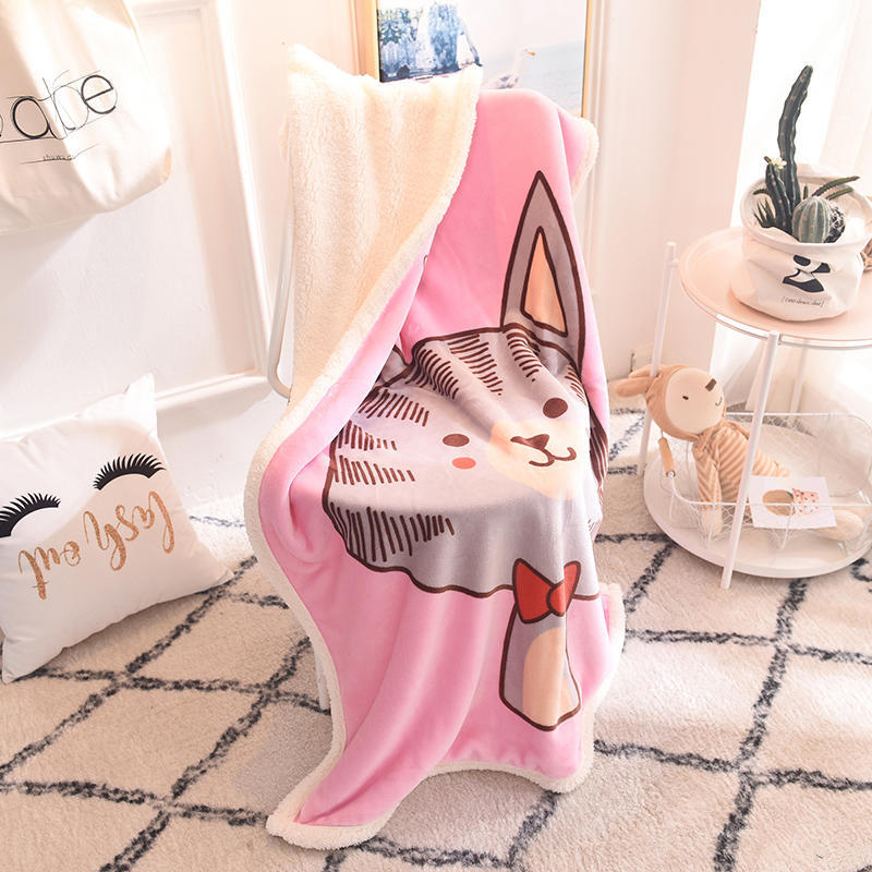 Directo de fábrica de doble capa manta de lana de cordero franela de lana de coral manta de los niños infantiles manta de dibujos animados de los niños manta de ocio