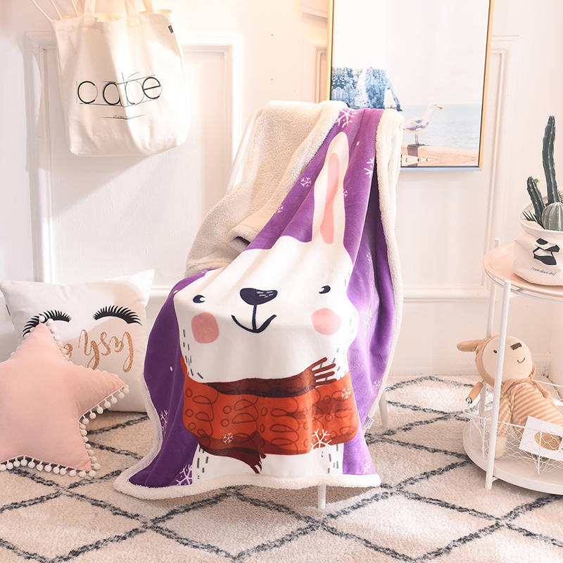 Directo de fábrica de doble capa manta de lana de cordero franela de lana de coral manta de los niños infantiles manta de dibujos animados de los niños manta de ocio