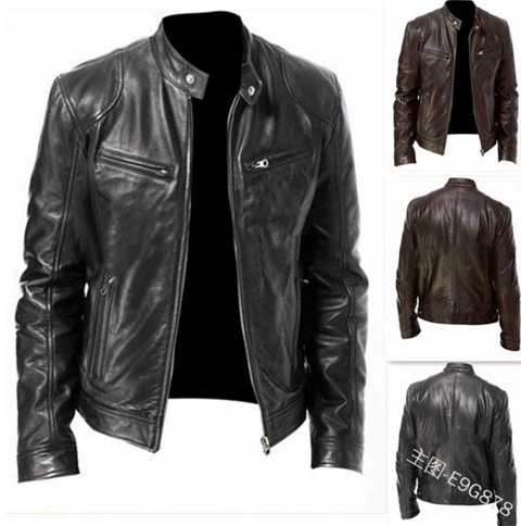 (-border торговля) полиуретановый куртка на молнии, без Amazon, wish, slim fit