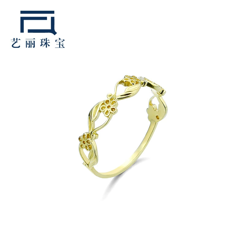 Японские легкие роскошные украшения с полым узором и листьями, простое Золотое кольцо 9 карат, Винтажные Украшения, простой Универсальный Креатив