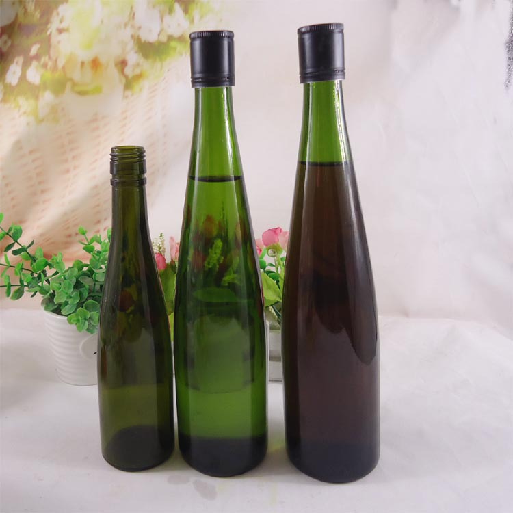 批发铝盖葡萄酒瓶自酿红酒瓶 墨绿色500ml冰酒玻璃瓶红酒瓶现货