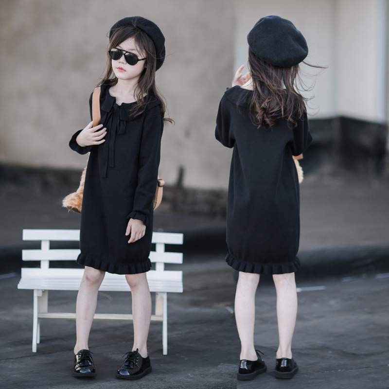 Ropa para padres e hijos vestido de suéter para niñas 2023 ropa de otoño e invierno para niños estilo coreano niña estilo occidental vestido de princesa de punto