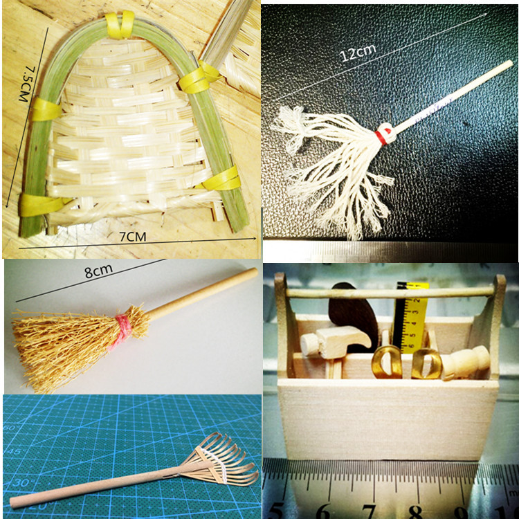 dollhouse  miniatures΢��ʳ��diyģ�ͷ������������ɨ��ľ����