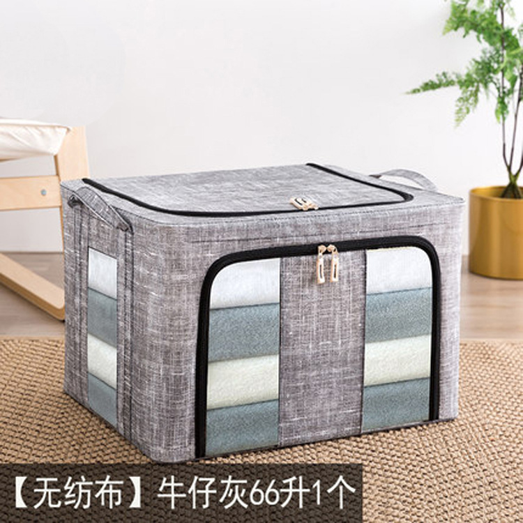 Caja de almacenamiento plegable transparente con marco de acero impermeable para ropa, organizador de almacenamiento para edredones de armario, caja de almacenamiento para mudanzas.