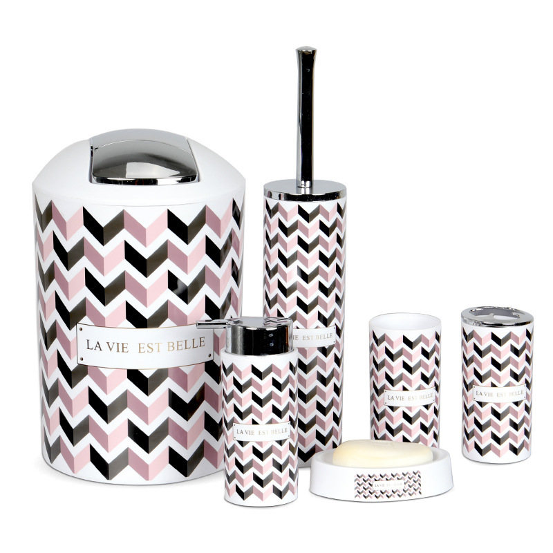 Set de baño de plástico bathroomset suministros de baño Baño hogar traje de lavado conjunto de baño de seis piezas