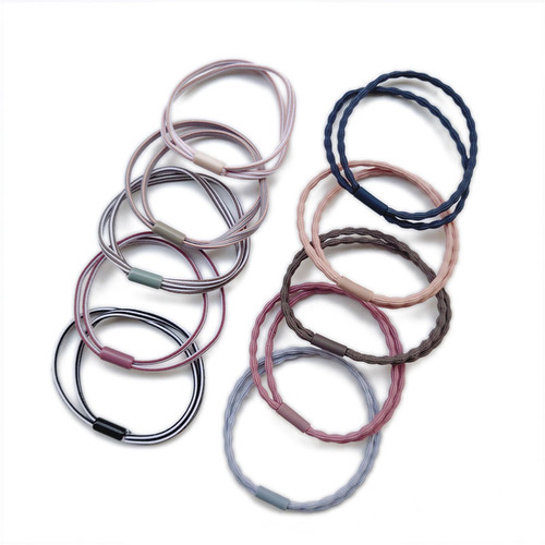 Factory direct sales two-in-one high elastic quality basic style simple temperament hair tie versatile striped beanie hair rope for women