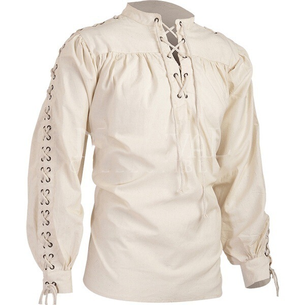 .Quality Fashion Men's Bandage Long-Sleeved Medieval Renaissance Shirt Gothic Men's Warrior Shirt