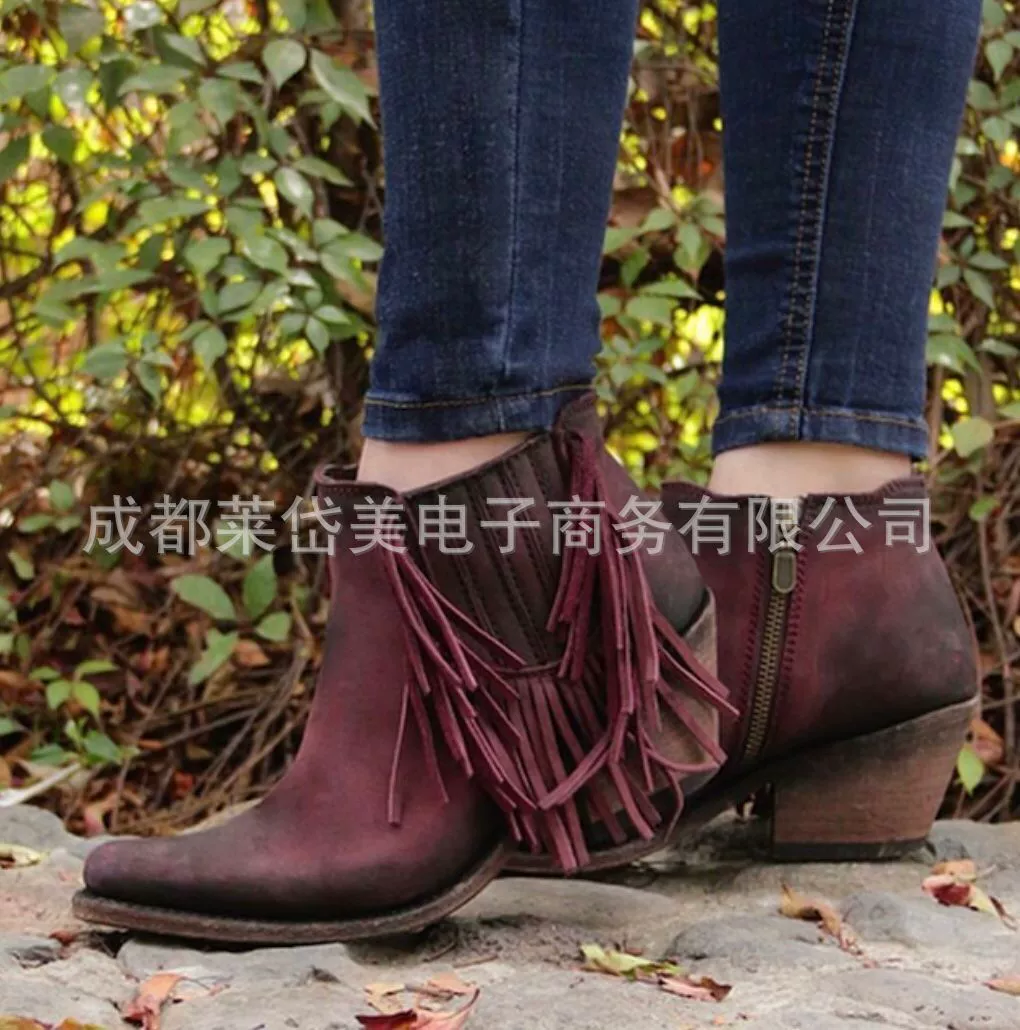 Осень 2019 Новые сапоги с кисточками Короткие сапоги Code Martin Boots