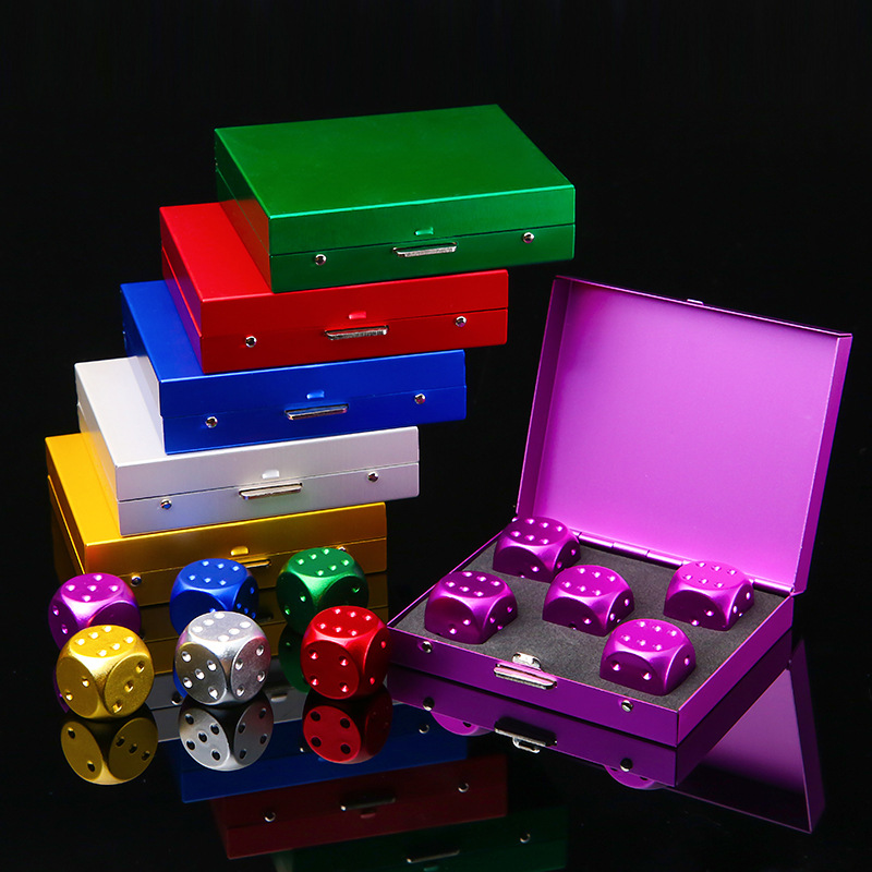 Aluminum alloy dice leisure creative entertainment color portable square boxed aluminum metal dice wholesale
