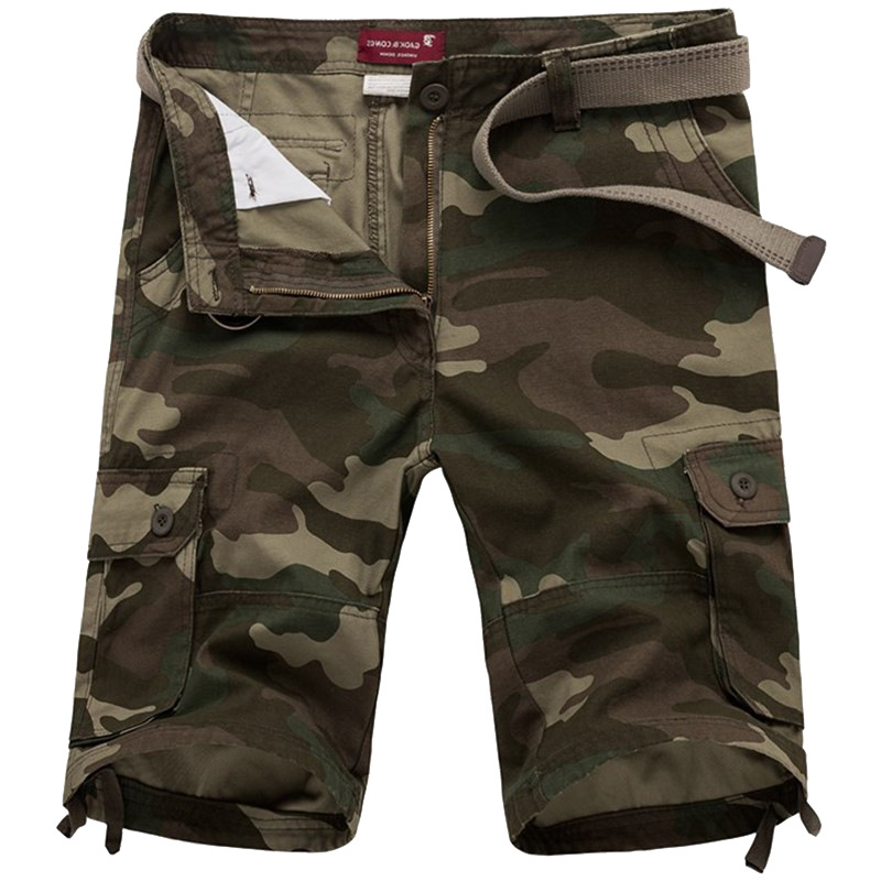 Al Aire Libre camuflaje recortado pantalones cortos de los hombres sueltos de verano grueso resistente al desgaste pantalones cortos casuales juventud multi-Bolsillo overoles