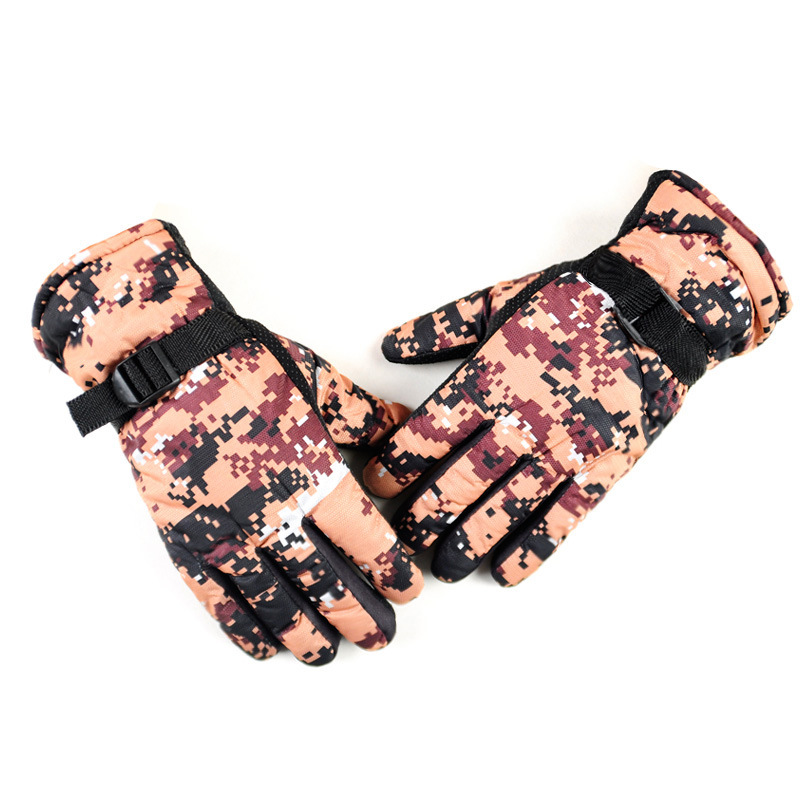 Winter camouflage cotton plus velvet padded cold warm cotton gloves outdoor riding motorcycle non-slip gloves wholesale