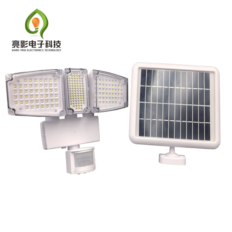 Fábrica de 100 LED luz de pared de inducción solar de doble cabeza luz de inducción solar iluminación de jardín