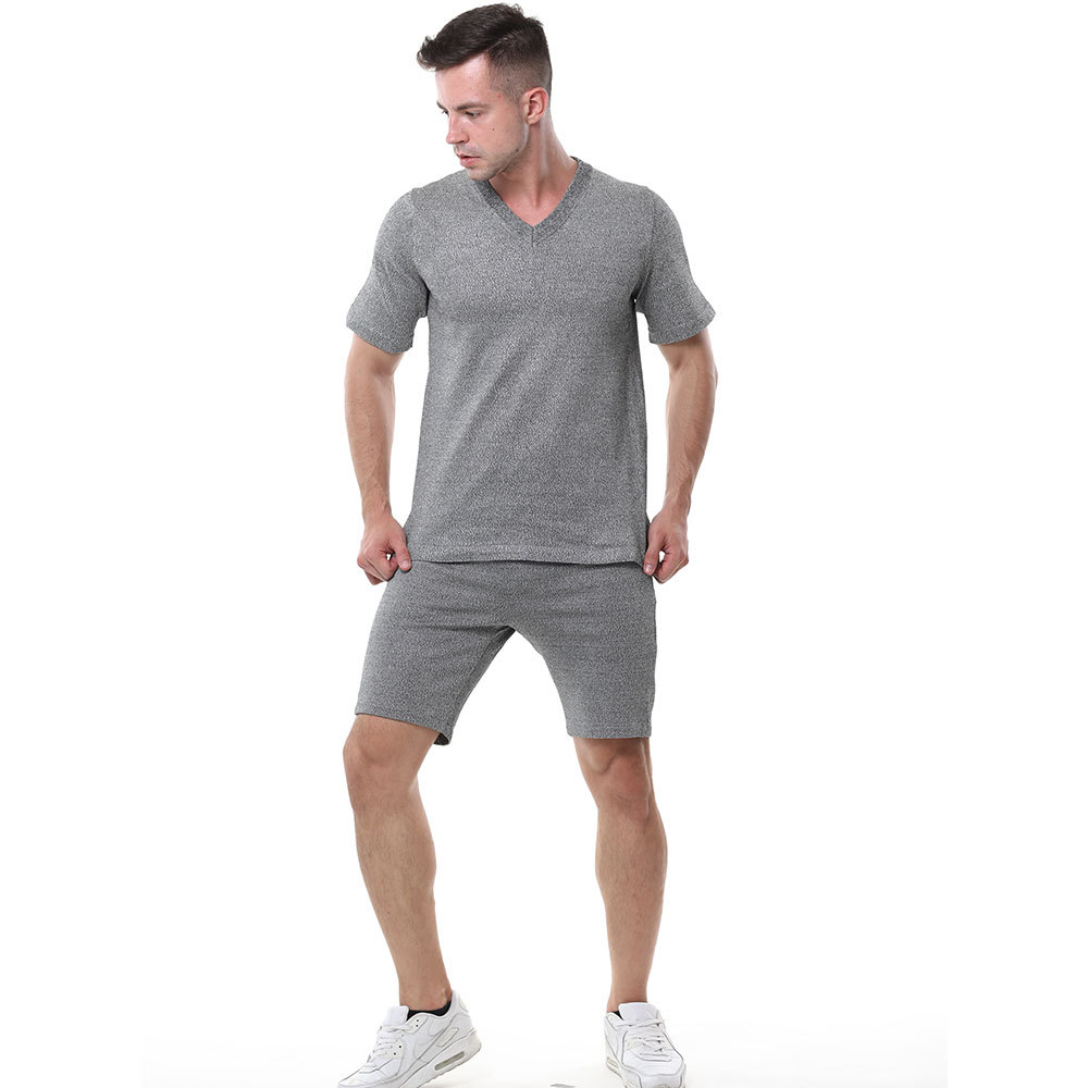 夏装防割短袖/短裤清凉套装 双面针织鸡心领安全防护服 旅游户外