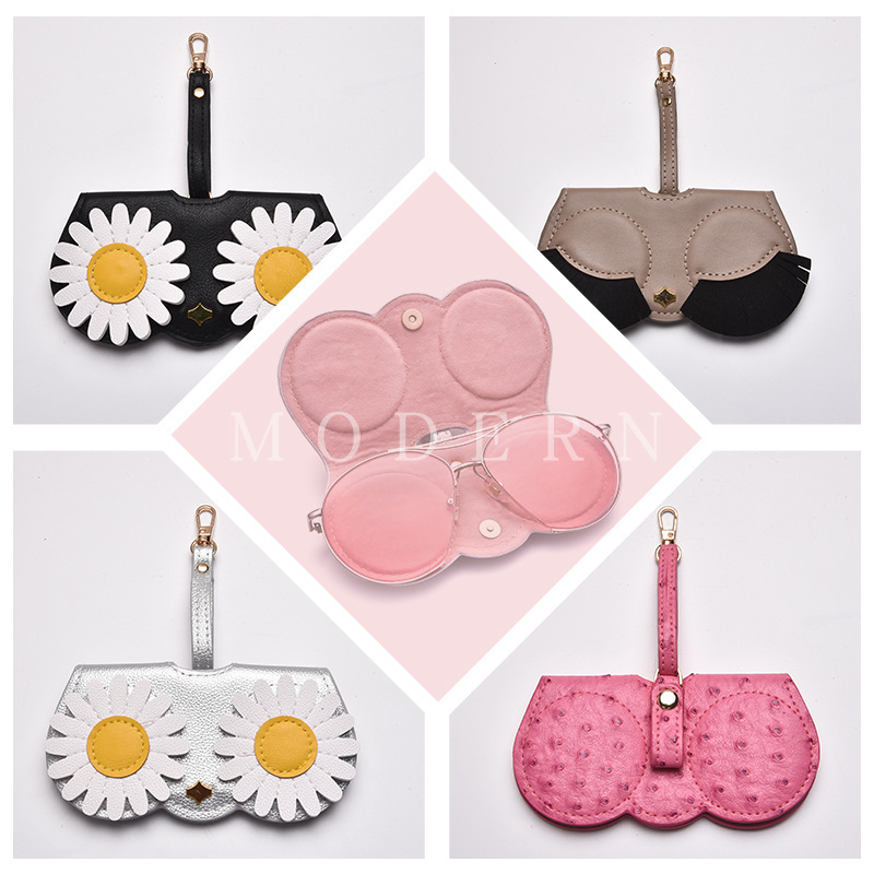 Glasses clip soft bag girl cute portable sunglasses frame protective case glasses bag anti-pressure sunglasses storage bag wholesale