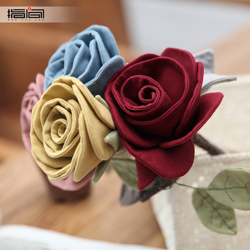 Hecho a mano DIY Rosa ramo pareja regalo principiante entrada patchwork creativo Lu bordado tridimensional decoración ramo