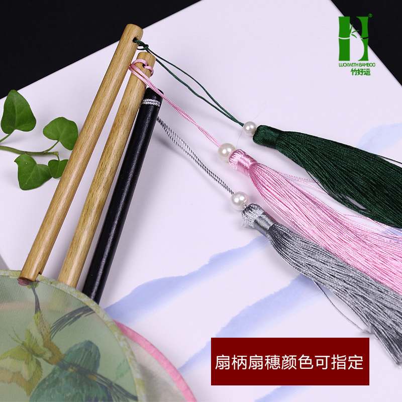 Estilo antiguo ventilador de impresión ventilador redondo de bambú al por mayor de estilo chino ventilador de la Danza del palacio fan clásica cara de seda al por mayor