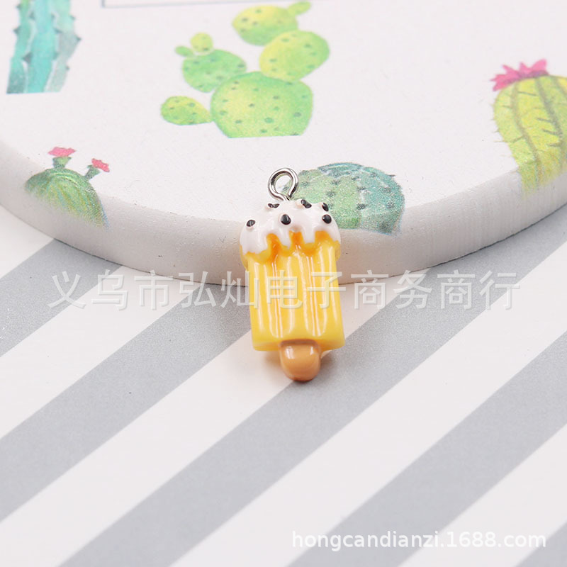 Diyアクセサリーアクセサリー樹脂カラーシミュレーションアイスクリーム愛氷棒チョコレート甘い筒イヤリングストラップ|undefined