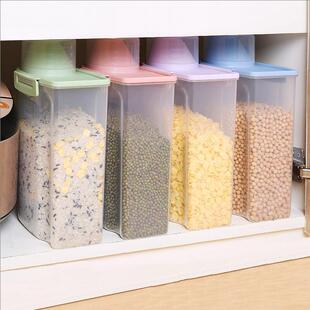 Japanese-style Cereals Catch-on Transparent Sealed Tank Food Plastic Tank with Lid Dog Food Measuring Cup Moisture-proof Sealed Bucket