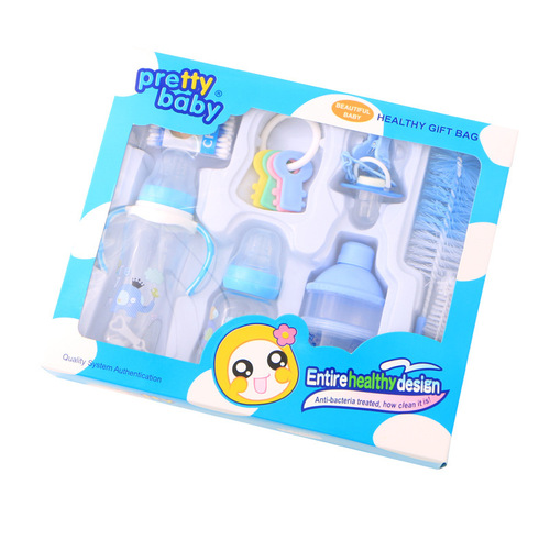 厂家直销 新生儿奶瓶礼盒套装 pp奶瓶梳刷玩具套装8件套一件代发