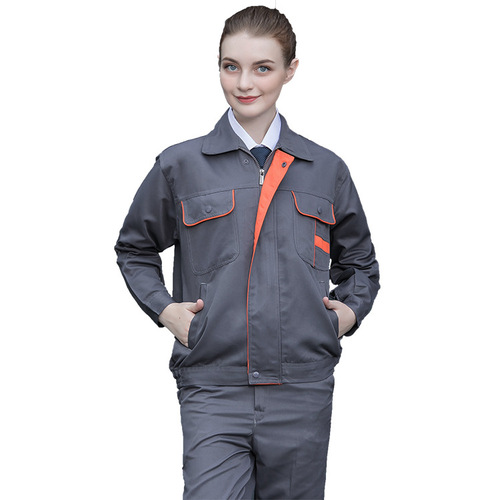 Polyester silk orange pocket spring and autumn long-sleeved labor insurance work clothes suit men and women engineering clothes sanitation auto repair clothes work clothes