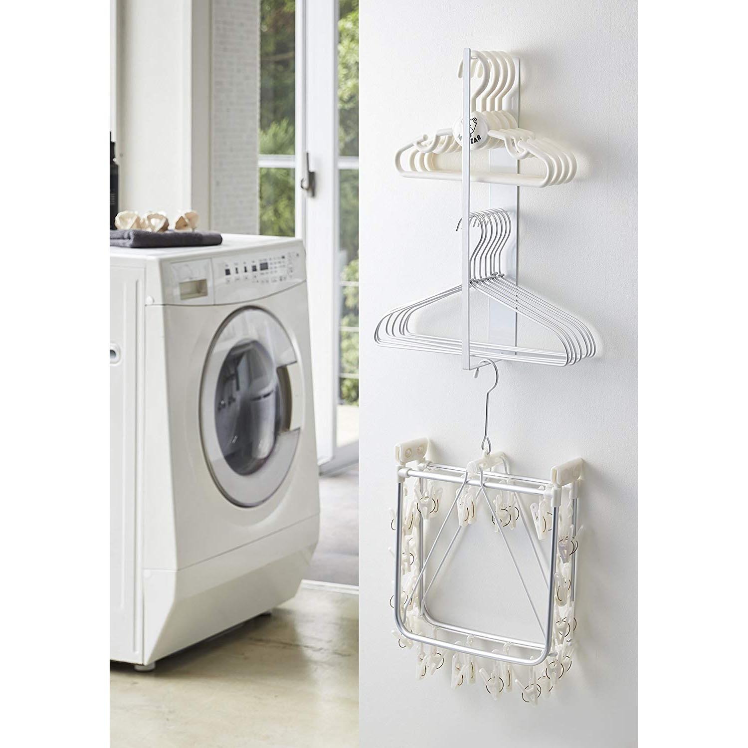 Clothes Drying Rack Storage Rack, No-Drill Wall-Mounted Organizer Rack, Balcony Hook Rod, Storage for Kitchen Organization