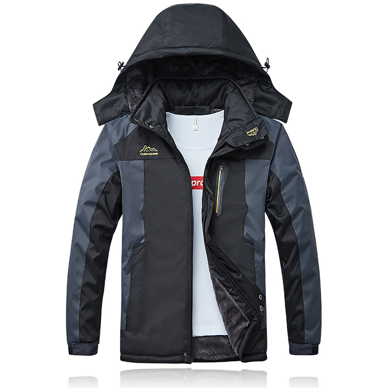 Comercio exterior de invierno al aire libre pareja a prueba de viento abrigo de algodón acolchado forrado de lana engrosada a prueba de viento cálido abrigo más tamaño de impresión de ropa de trabajo