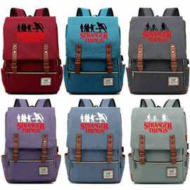 外贸热销动漫周边怪奇物语青少年学生书包USB男女休闲双肩背包