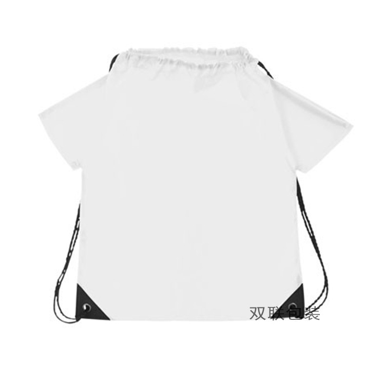 彩印T恤衫束口袋防水涤纶球队球衣双肩收纳袋T型衣服拉绳抽绳袋