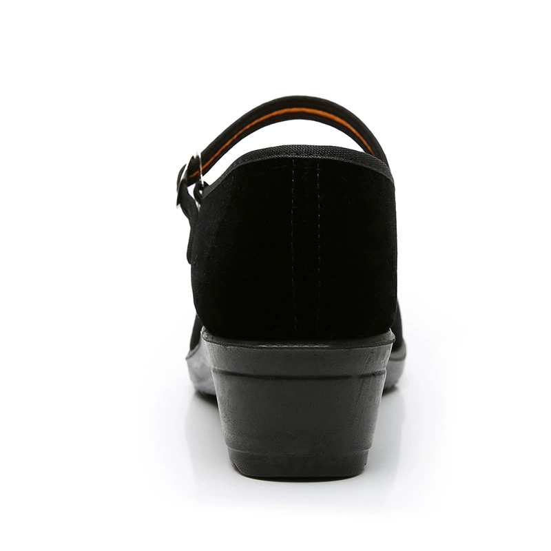 Новые старые Beijing cloth shoes женские черный район, обувь для работы в отеле, плоская подошва, узкий рот, женские сандалии на каблуке wholesale наклонный каблук
