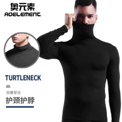Single piece neck gaiter modal top high collar men's warm autumn coat autumn and winter long sleeve thin tight bottoming shirt solid color