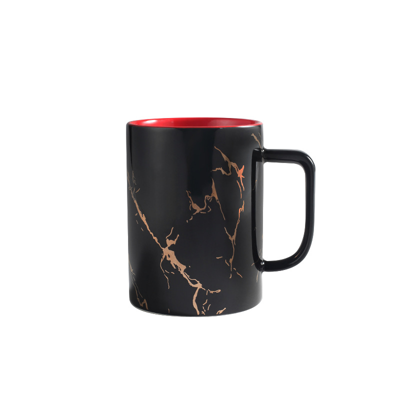 Nórdico patrón de piedra oro taza cerámica luz lujo simple Oficina té pareja leche hogar al por mayor