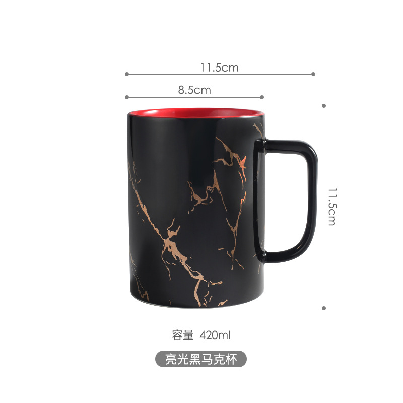 Nórdico patrón de piedra oro taza cerámica luz lujo simple Oficina té pareja leche hogar al por mayor