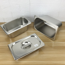 不锈钢份数盆 食堂自助餐保温台带盖快餐盘 食物打菜份数盘