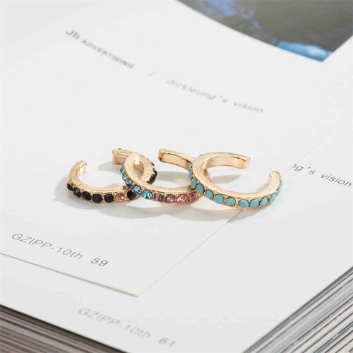 New European and American-style minimalist diamond-studded ear cuffs—no-piercing, edgy U-shaped ear clips with a stylish design.