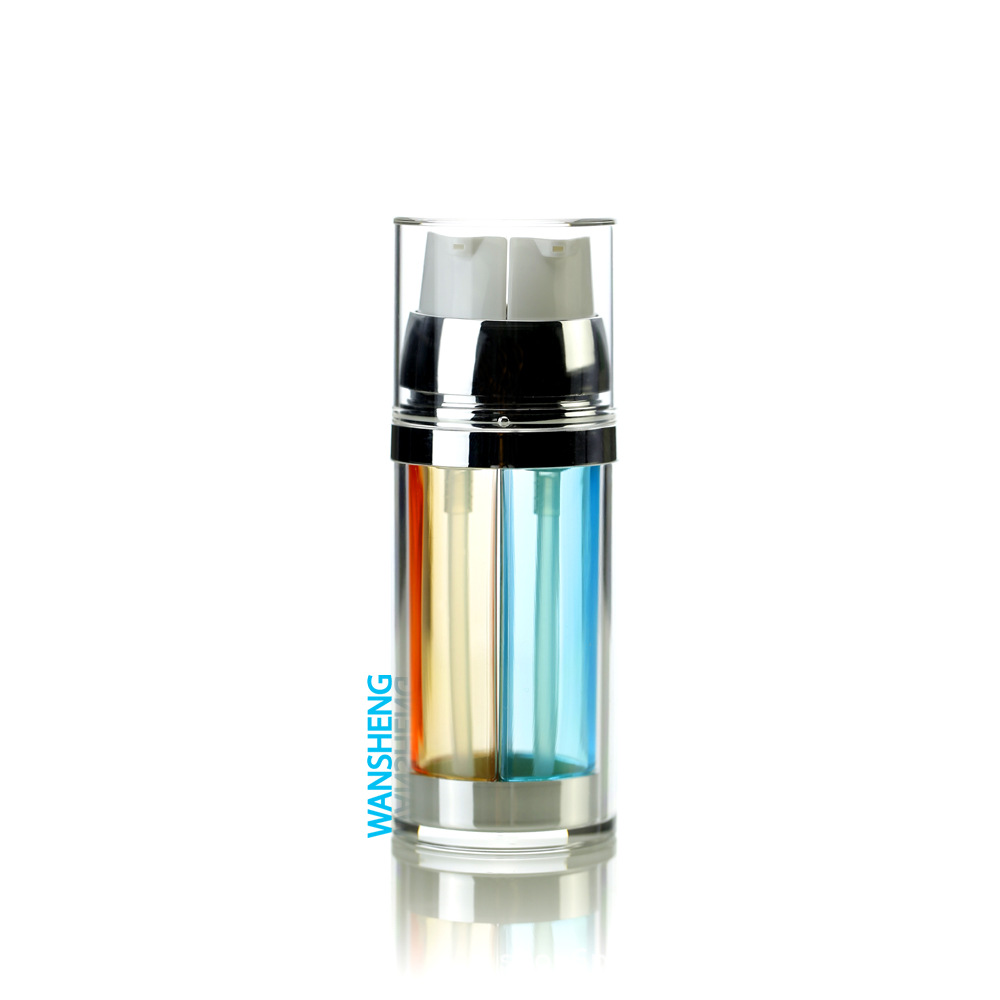 厂家供应30ML/50ML/100ML亚克力化妆品 双管瓶分装瓶日晚霜瓶S-BS