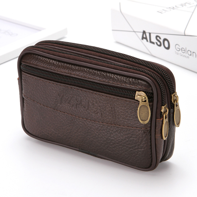 Leather mobile phone waist bag multi-purpose middle-aged and elderly wear belt cigarette change waist bag mobile phone bag beach supply wholesale
